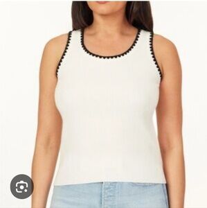 89. NWT - Scotch & Soda White Knitted Sleeveless Top w/ Black Trim